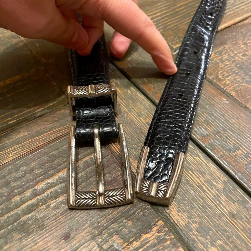Brighton Black Leather Belt with Silver Buckle